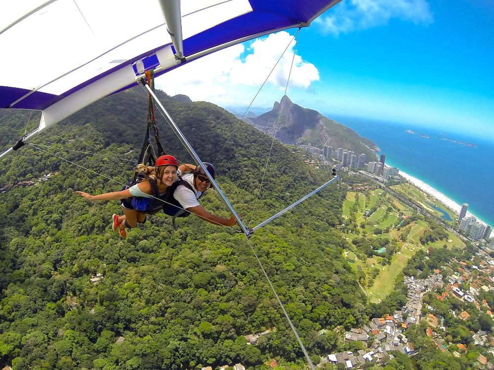 Students hang-gliding 